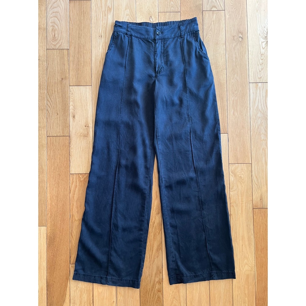 Young Fabulous & Broke YFB Wide Leg Mid Rise Navy Blue Trouser Pants Tencel XS
